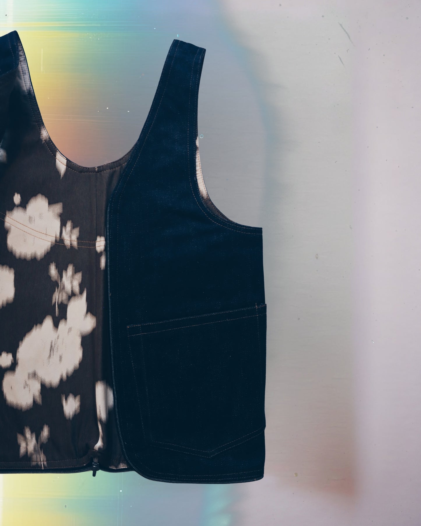 Moody Denim Floral Vest Bag