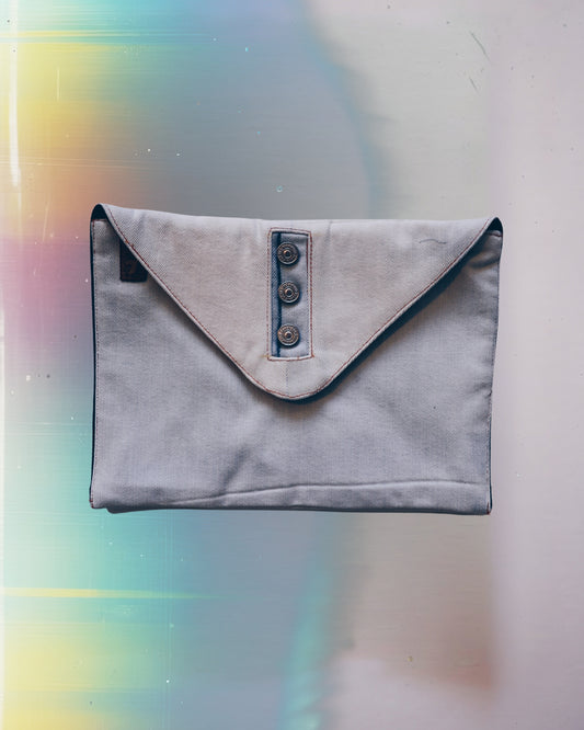 Buttoned Denim Envelope Clutch