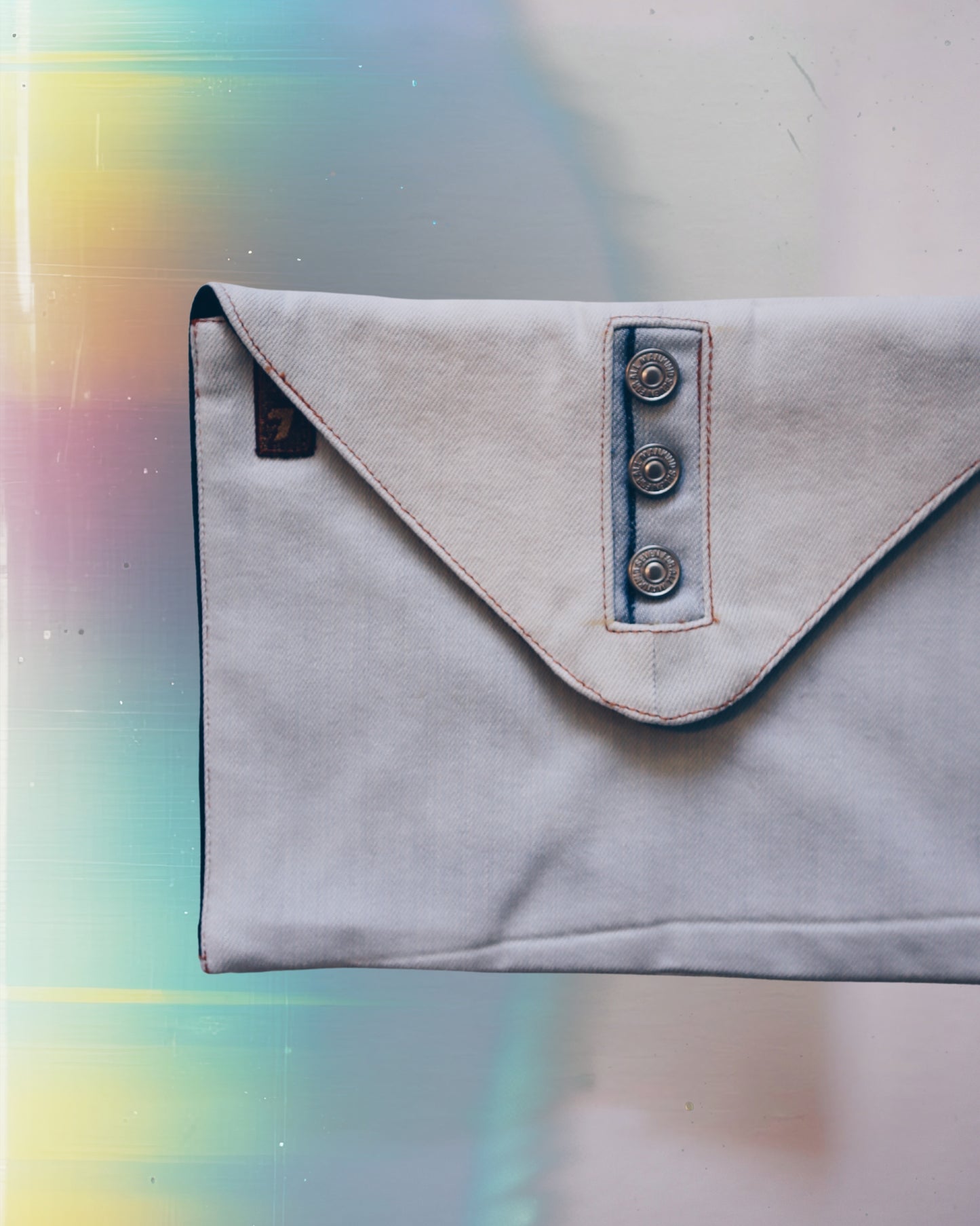 Buttoned Denim Envelope Clutch