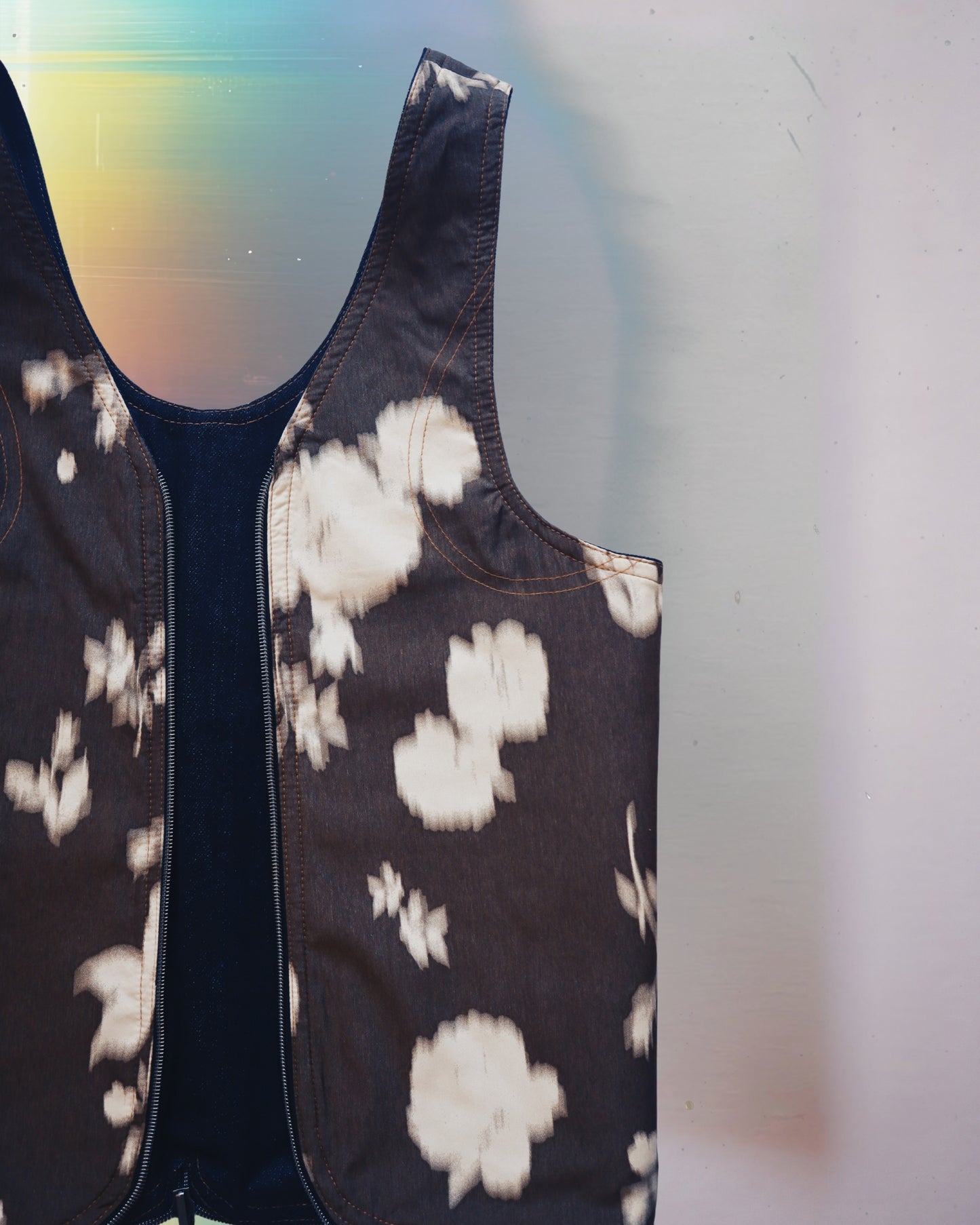 Moody Denim Floral Vest Bag