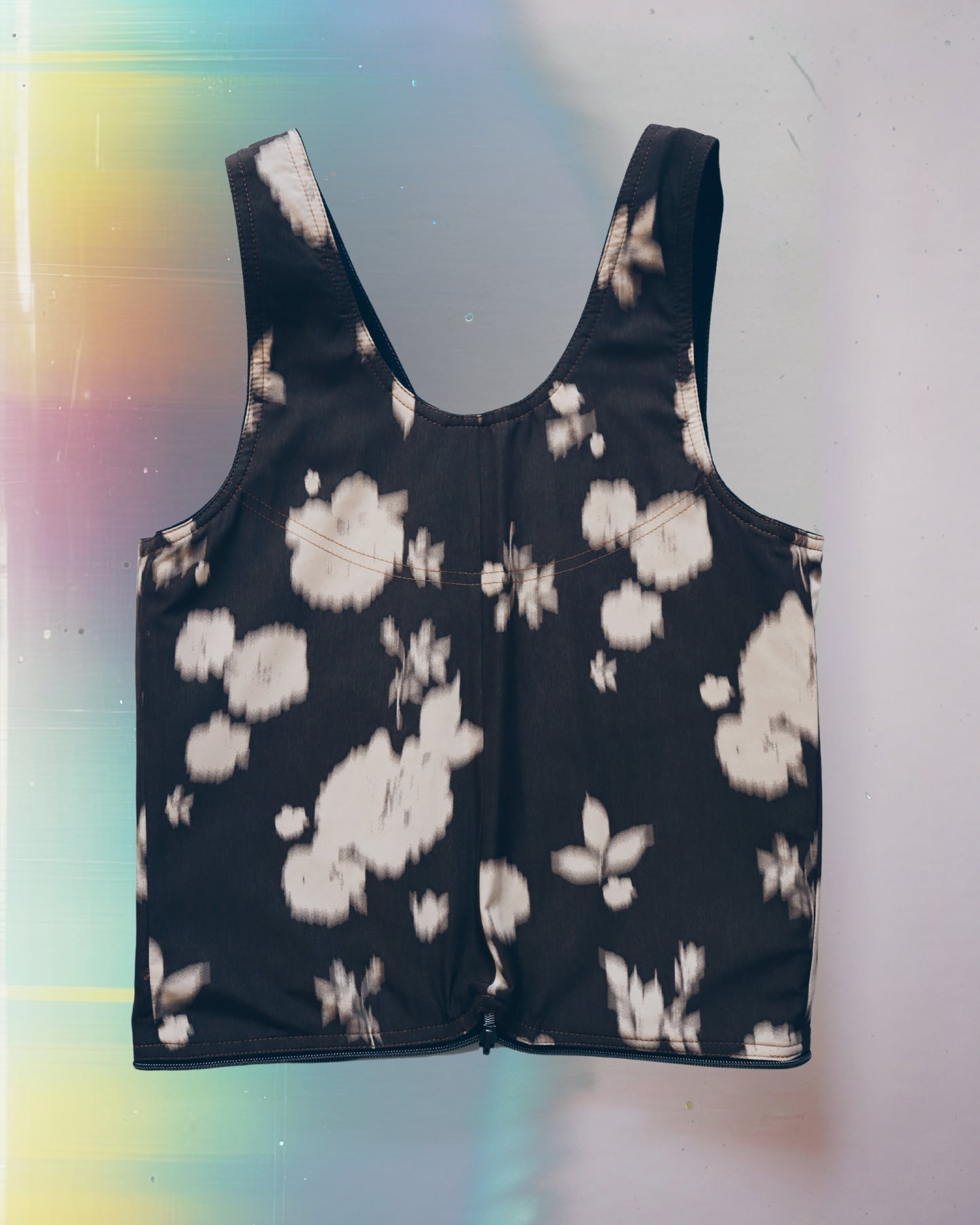 Moody Denim Floral Vest Bag