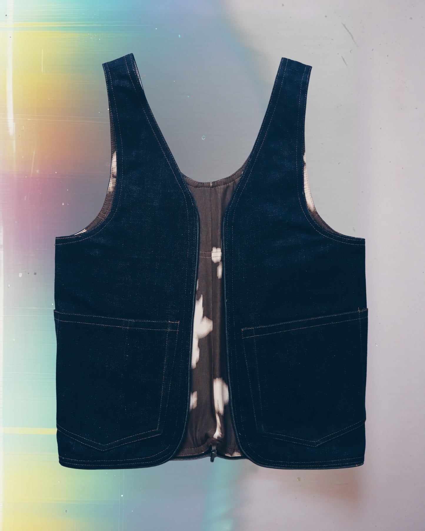 Moody Denim Floral Vest Bag