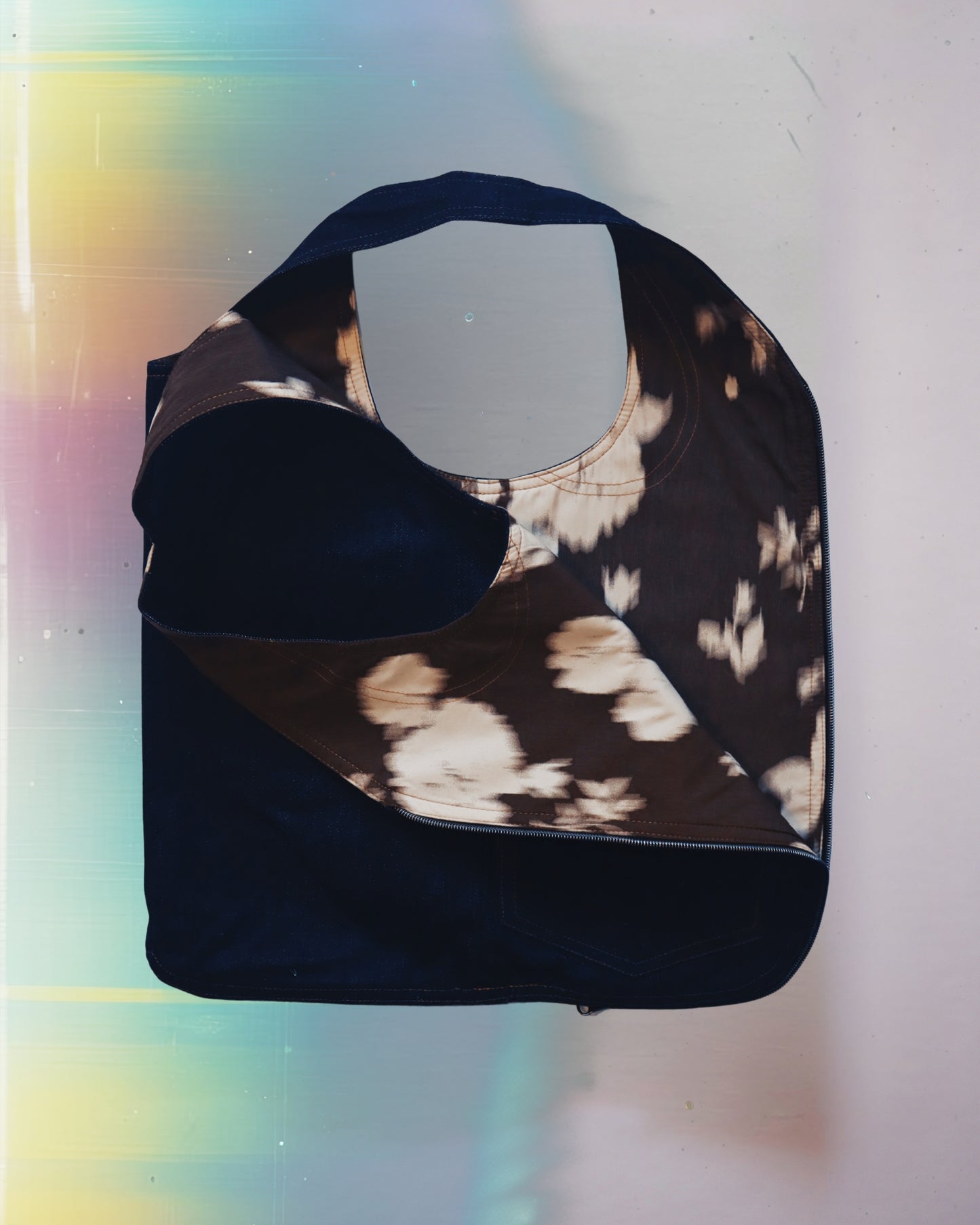 Moody Denim Floral Vest Bag