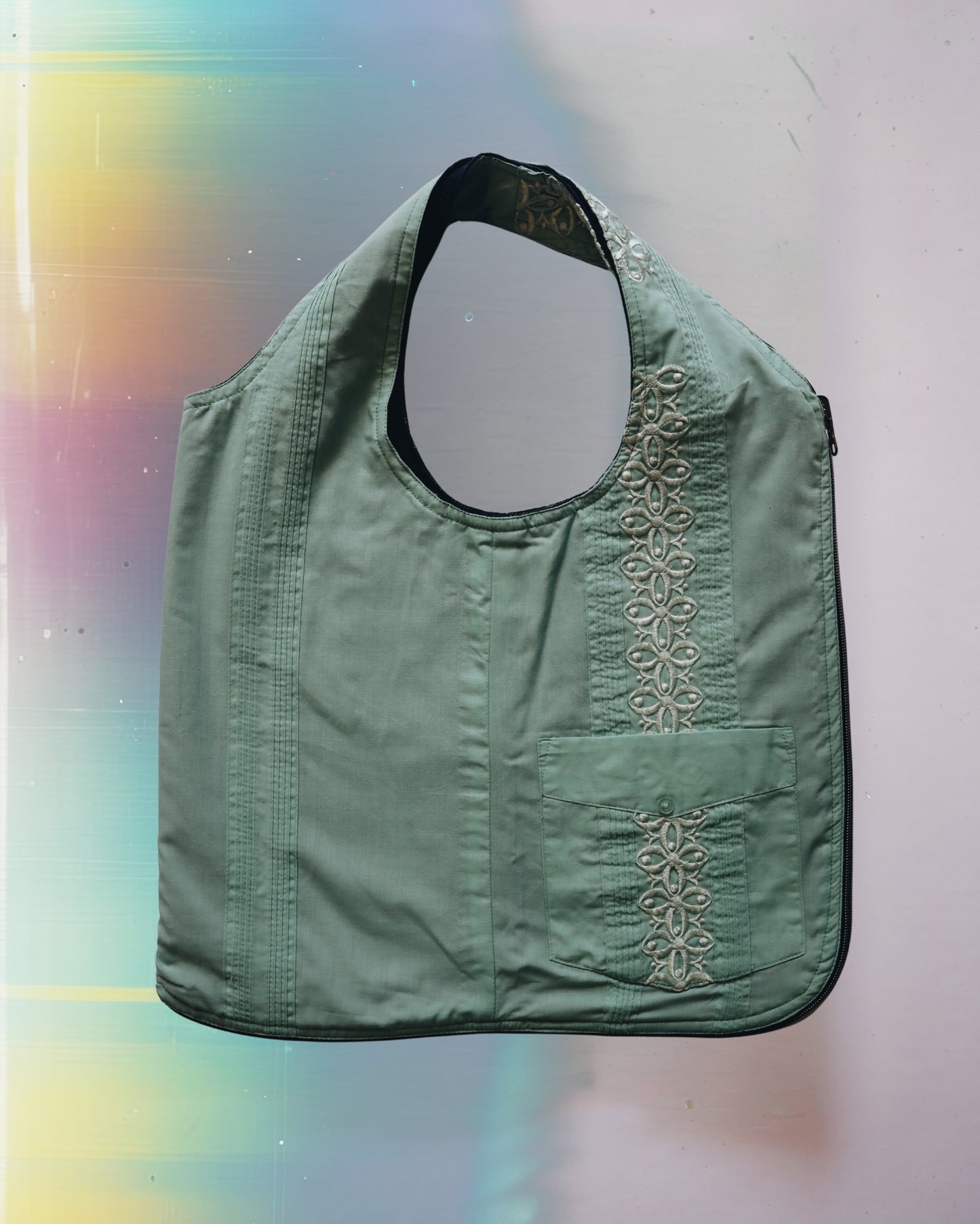 Green Floral Vest Bag