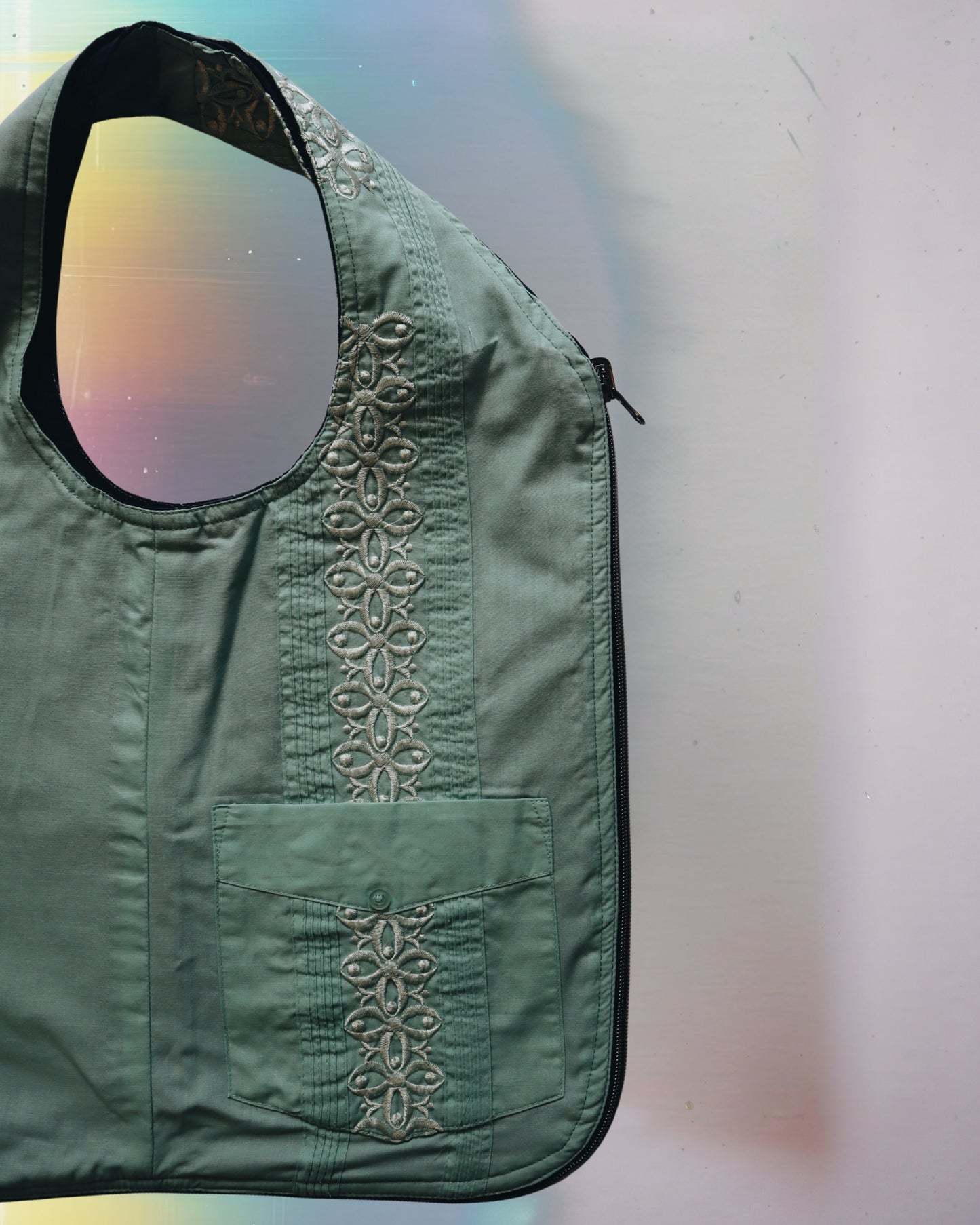 Green Floral Vest Bag