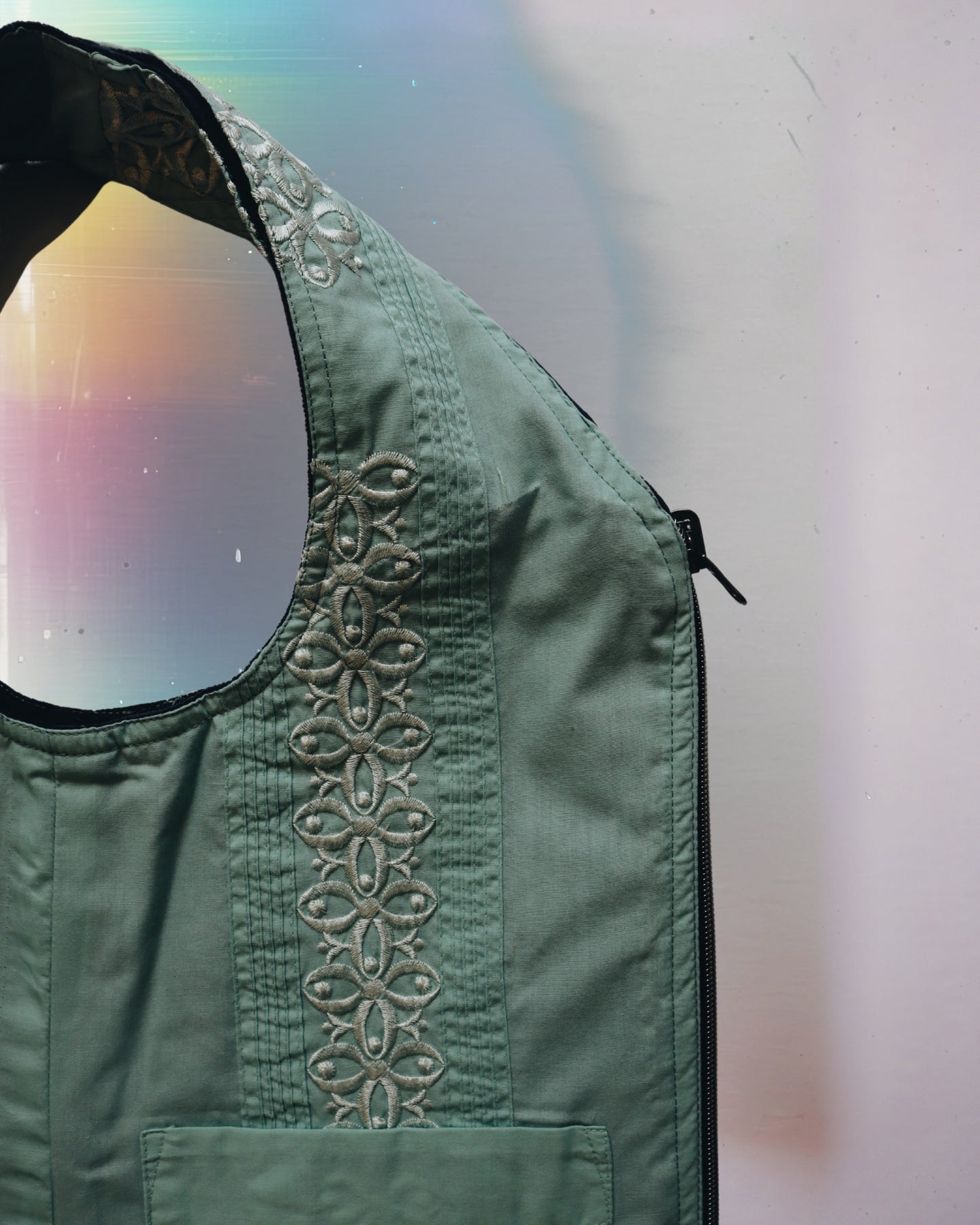 Green Floral Vest Bag