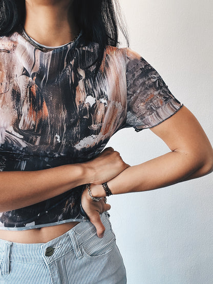 Marble Mesh Crop