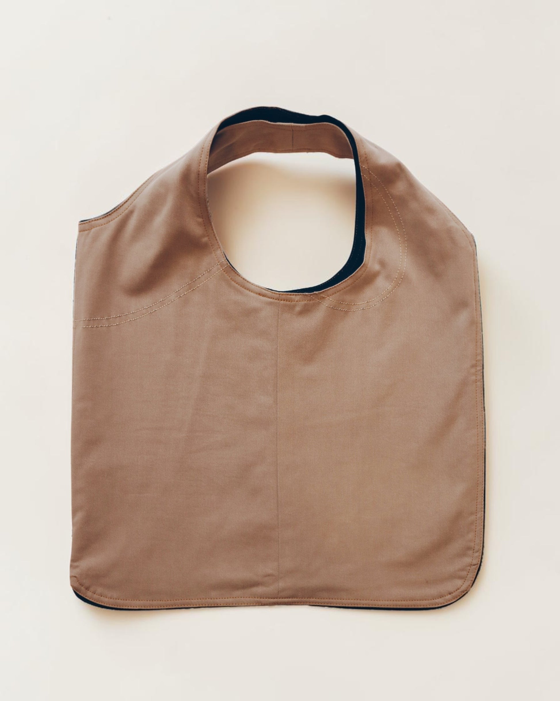 Hue Labs Everyday Essential tote bag in tan with a minimalist structured design and ergonomic shoulder handle.