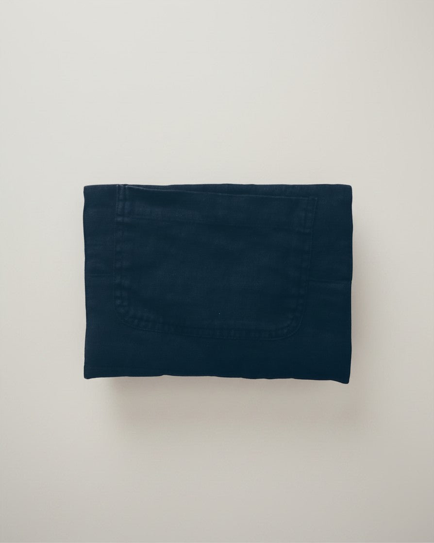 Hue Labs purple slate envelope clutch made from upcycled textiles with a magnetic snap closure.